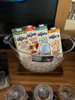 A selection of milks at the hotel